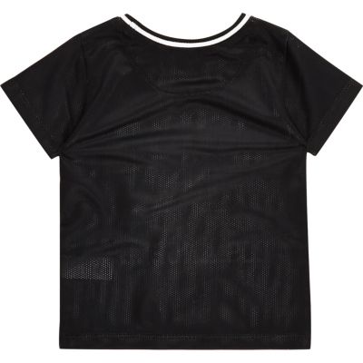 Mini boys black mesh bandana print T-shirt